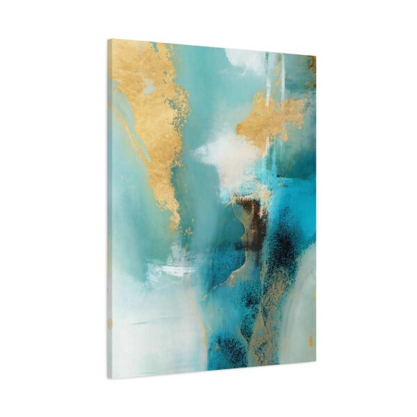 Teal Gold Abstract Canvas Wall Art | Luxury Matte Contemporary Artwork for Modern Interiors