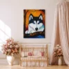 12 (1) Blue Eyed Wolf Canvas Wall Art, Wildlife Forest Decor for Modern Homes