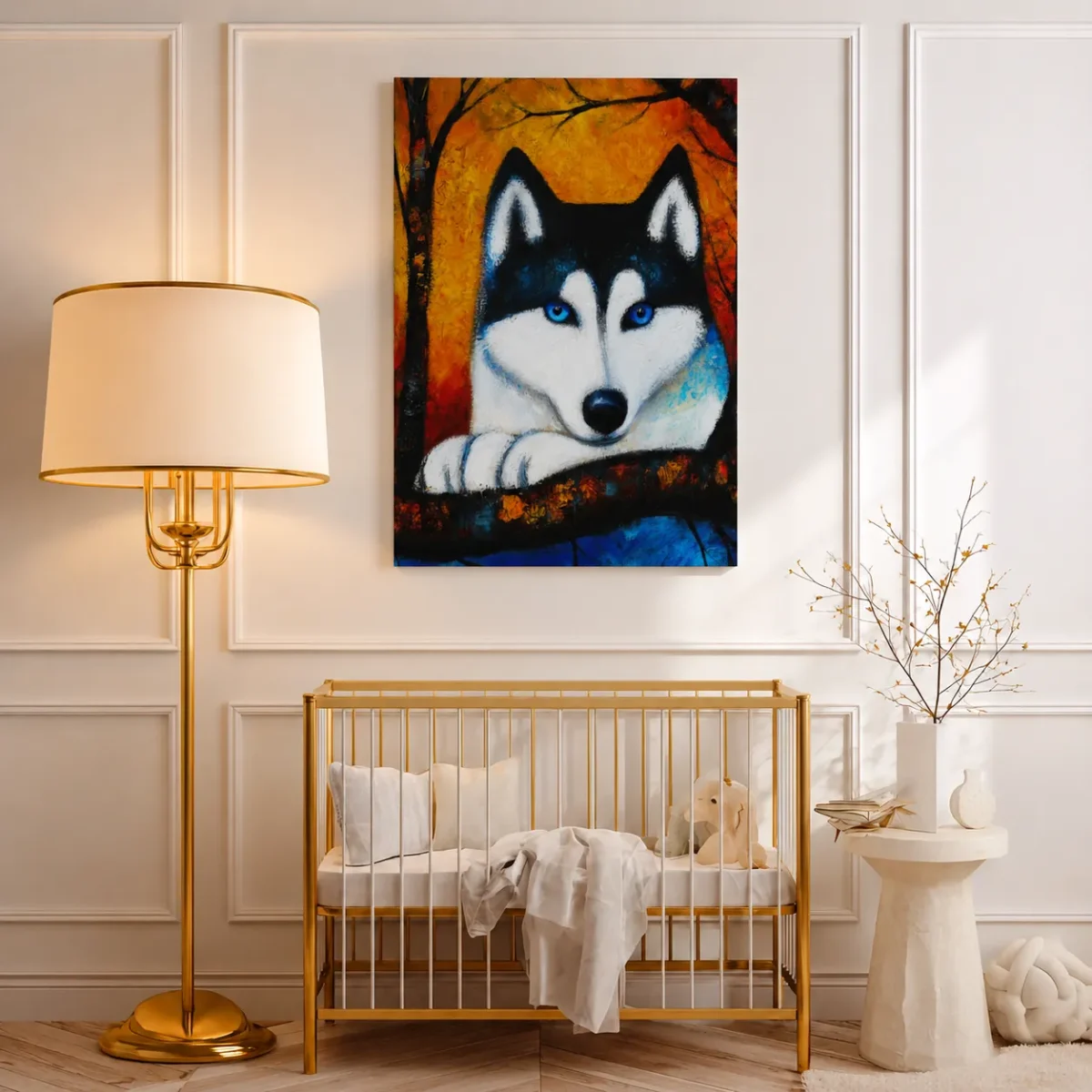 12 (3) Blue Eyed Wolf Canvas Wall Art, Wildlife Forest Decor for Modern Homes
