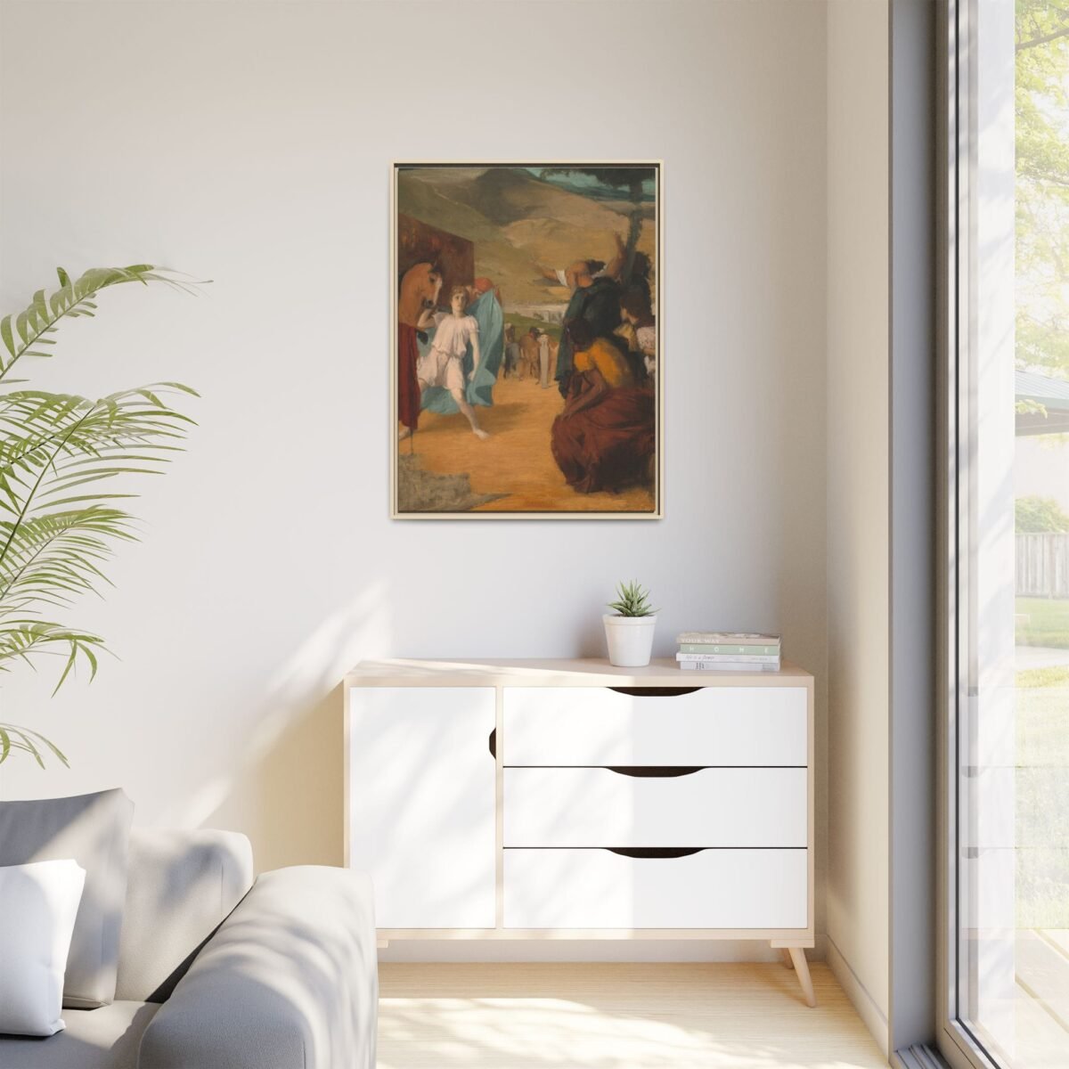 Vintage Equestrian Framed Canvas Wall Art – Classic Riders & Horse Scene