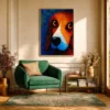 Colorful Dog Canvas Wall Art – Vibrant Basset Hound Portrait for Modern Interiors