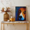 Colorful Dog Canvas Wall Art – Vibrant Basset Hound Portrait for Modern Interiors