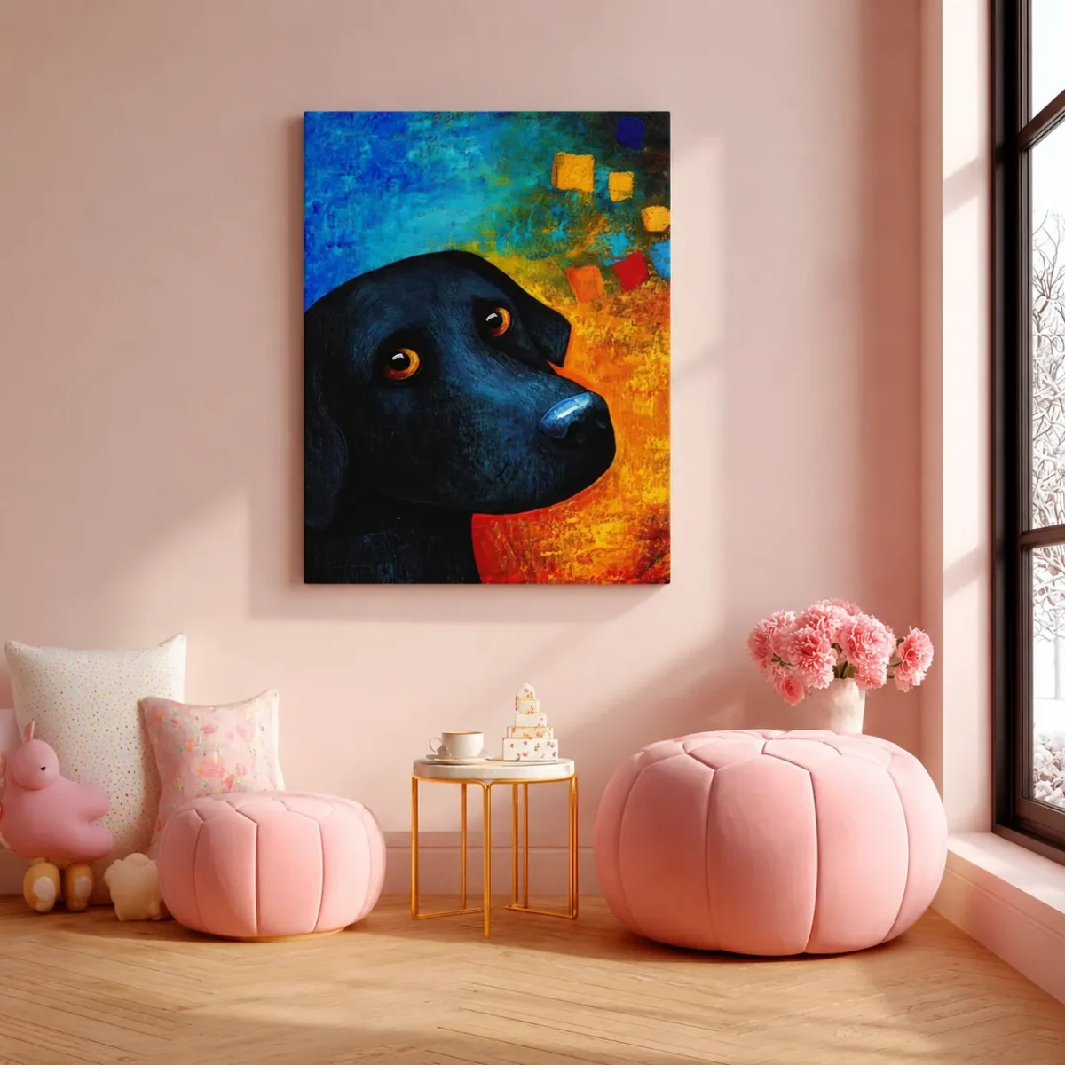 Black Bear Canvas Wall Art – Colorful Wildlife Portrait for Modern Home Decor