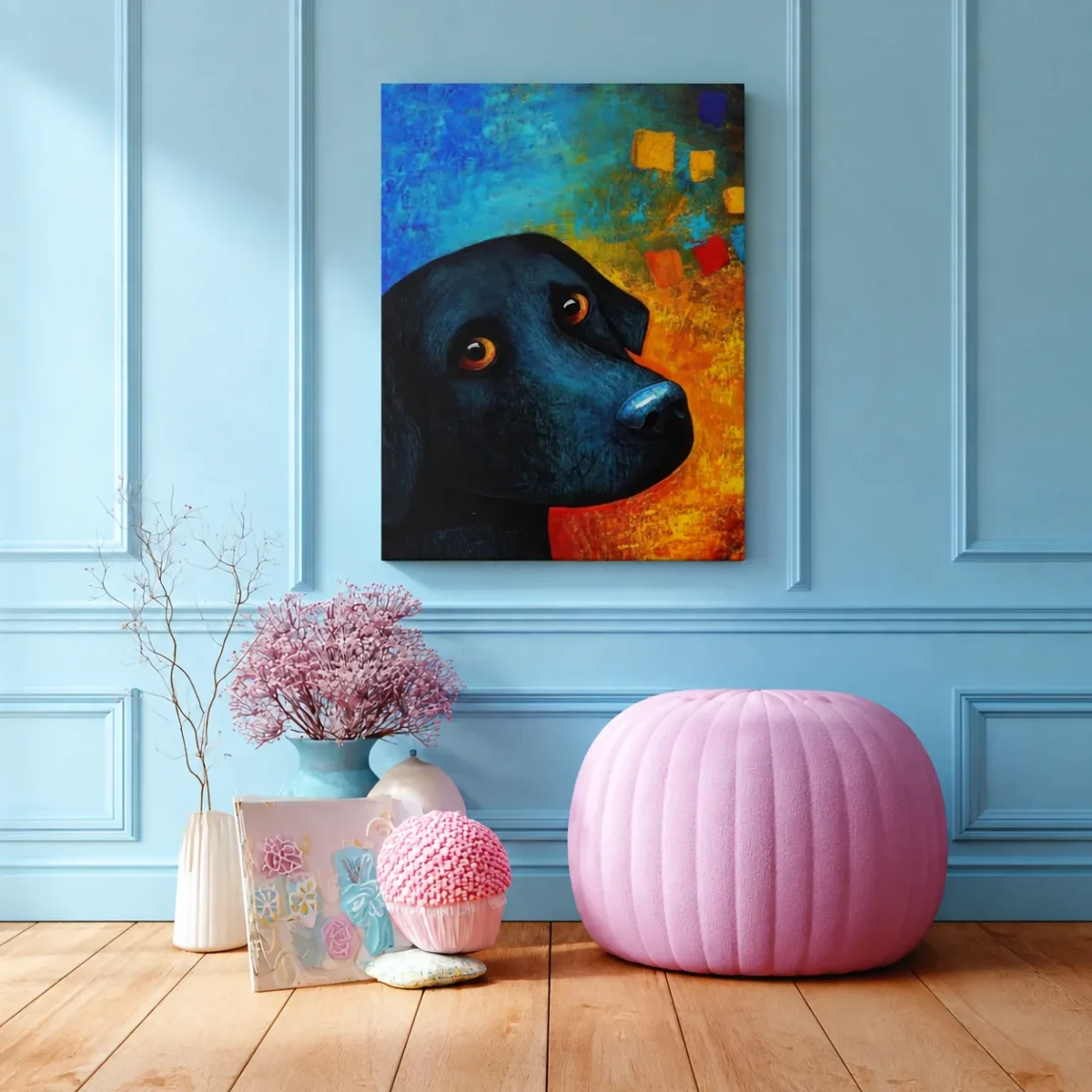 Black Bear Canvas Wall Art – Colorful Wildlife Portrait for Modern Home Decor