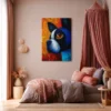 Blue and Black Dog Wall Art Canvas, Colorful Modern Pet Portrait for Home Decor