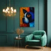Blue and Black Dog Wall Art Canvas, Colorful Modern Pet Portrait for Home Decor