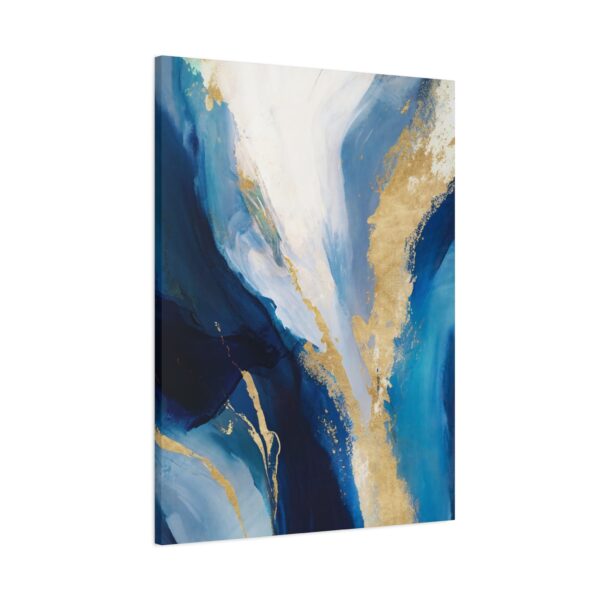 Blue Gold Abstract Canvas Wall Art, Luxury Modern Matte Canvas for Contemporary Interiors