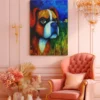 16 (2) Colorful Boxer Dog Canvas Wall Art, Vibrant Modern Pet Portrait for Home