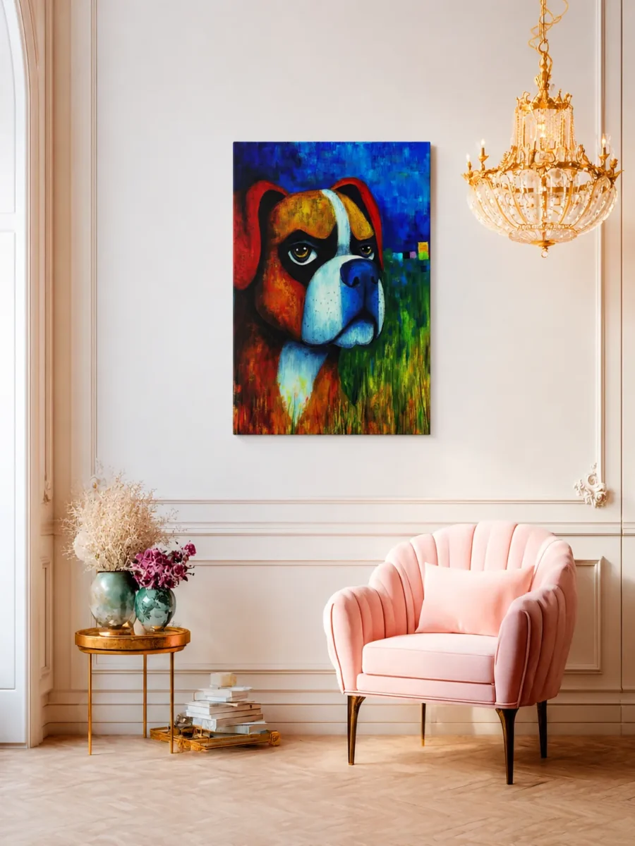 16 (3) Colorful Boxer Dog Canvas Wall Art, Vibrant Modern Pet Portrait for Home