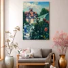 French Countryside Cottage Canvas – Impressionist Garden Landscape Wall Art