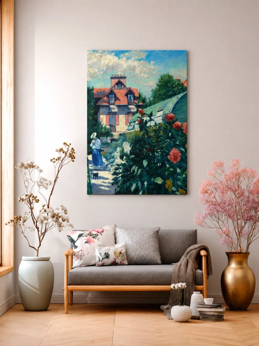 French Countryside Cottage Canvas – Impressionist Garden Landscape Wall Art