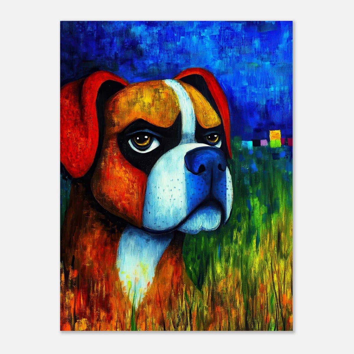 Colorful Boxer Dog Wall Art Print - Vibrant Modern Pet Portrait for Home Decor
