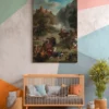 Vintage Battle Landscape Canvas Wall Art, Castle Cavalry Historical Scene