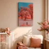 23 (1) Coral Red Trees Canvas Wall Art, Premium Matte Canvas Nature Decor in Teal