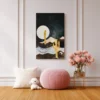Premium Matte Desert Landscape Canvas Wall Art – Celestial Mountain & Cactus Decor