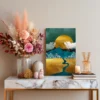 Golden Mountain River Landscape Wall Art – Premium Matte Canvas Decor