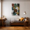 Art Deco Botanical Floral Wall Art – Premium Matte Canvas in Teal & Gold