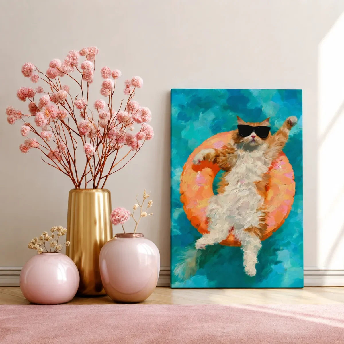 Sunglasses Cat Wall Art – Premium Matte Canvas Pool Float Artwork