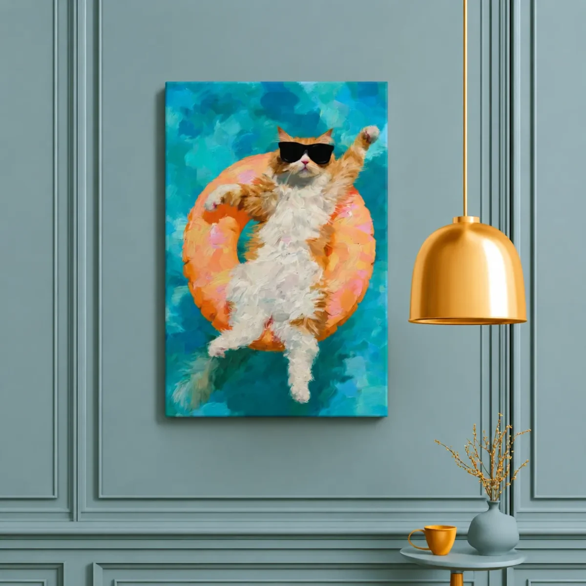 Sunglasses Cat Wall Art – Premium Matte Canvas Pool Float Artwork