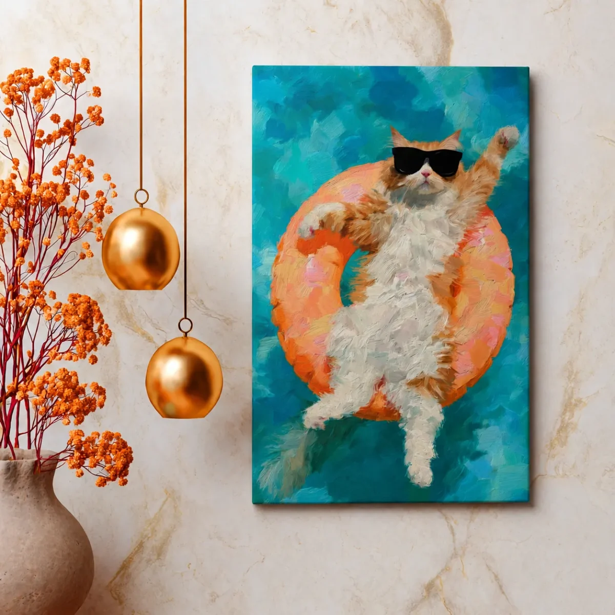 Sunglasses Cat Wall Art – Premium Matte Canvas Pool Float Artwork