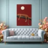 30. (2) Leopard Under Moon Wall Art — Premium Matte Canvas Night Wildlife Artwork