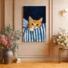 31 (1) Cozy Bedtime Cat Wall Art — Premium Matte Canvas Sleepy Cat Bedroom Decor
