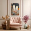 32 (2) Ghosts in the Garden Matte Canvas Wall Art — Cute Floral Halloween Decor