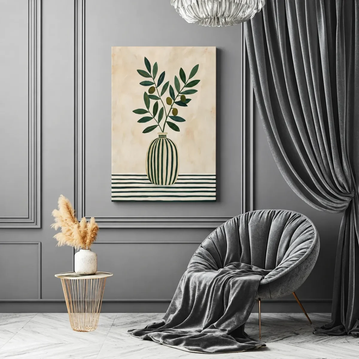 33 (2) Olive Branch Botanical Wall Art – Premium Matte Canvas for Modern Interiors