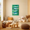 Blue Sea Fish Wall Art, Premium Matte Stretched Canvas, Coastal Decor