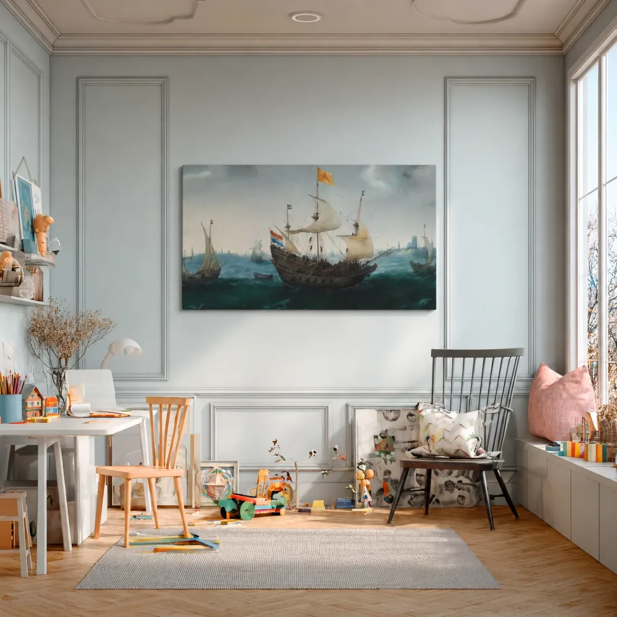 Vintage Maritime Ship Wall Art – Premium Matte Canvas Coastal Nautical Decor