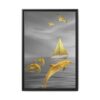 Golden Dolphin Ocean Wall Art, Premium Matte Framed Canvas, Luxury Coastal Decor