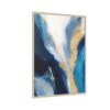 Blue Gold Abstract Framed Canvas Wall Art, Luxury Modern Matte Canvas in Pine Wood Frame