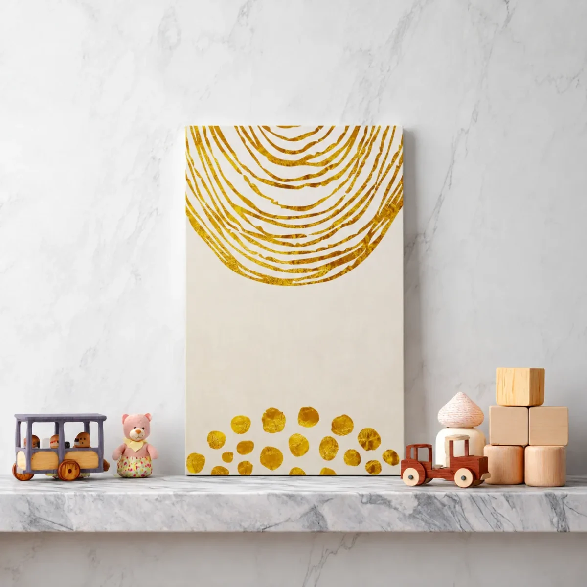 Gold Fingerprint Abstract Wall Art, Premium Matte Canvas for Modern Minimalist Decor