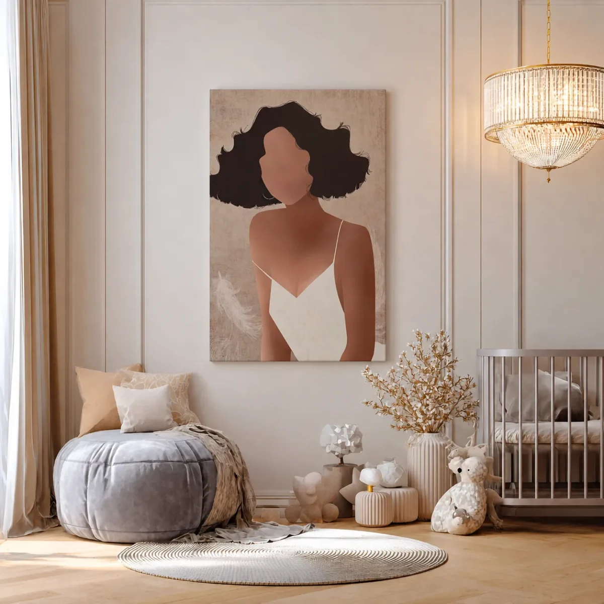 Velvet Muse – Feminine Silhouette Luxury Abstract Wall Art, Premium Matte Canvas for Modern Decor