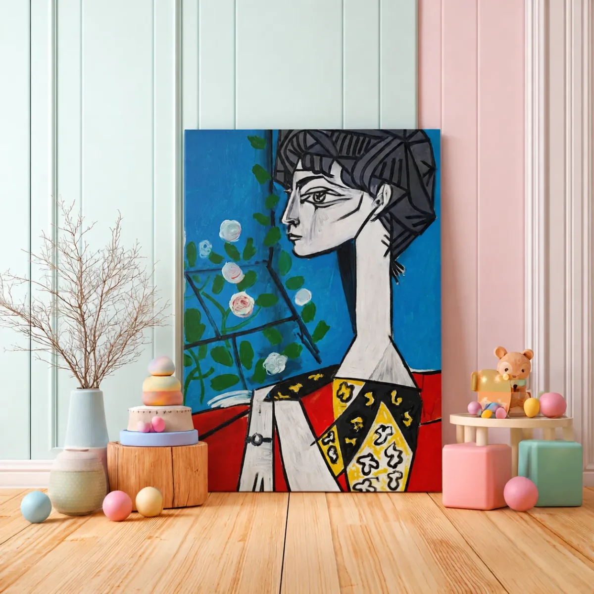 Cubist Portrait Canvas Wall Art | Modern Abstract Matte Canvas for Contemporary Interiors