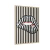 Striped Lip Framed Canvas Wall Art, Black and Cream Modern Pop Art Decor