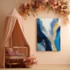 Blue Gold Abstract Canvas Wall Art, Luxury Modern Matte Canvas for Contemporary Interiors