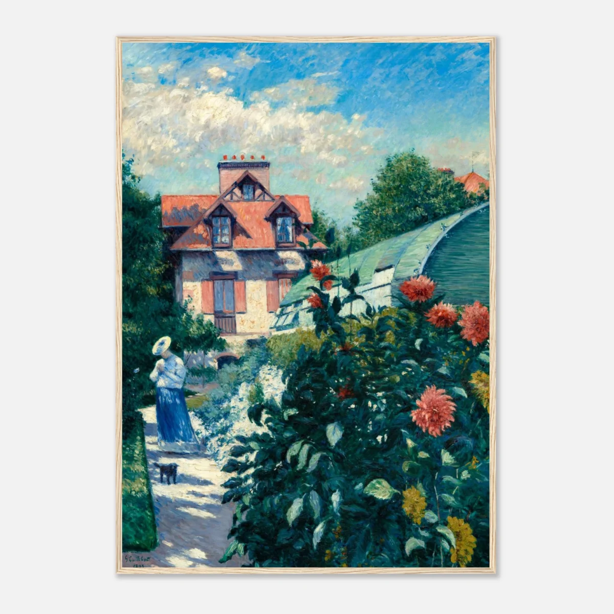 Vintage Garden Framed Print – Impressionist Cottage Landscape Wall Art