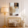 Neutral Abstract Canvas Wall Art, Modern Beige Brown Minimalist Matte Canvas Decor