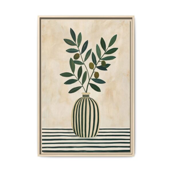 Olive Branch Botanical Wall Art – Premium Matte Framed Canvas for Japandi Interiors