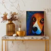 Colorful Dog Canvas Wall Art – Vibrant Basset Hound Portrait for Modern Interiors