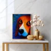 Colorful Dog Canvas Wall Art – Vibrant Basset Hound Portrait for Modern Interiors