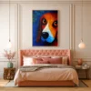 Framed Colorful Dog Canvas Wall Art – Vibrant Basset Hound Portrait for Modern Decor