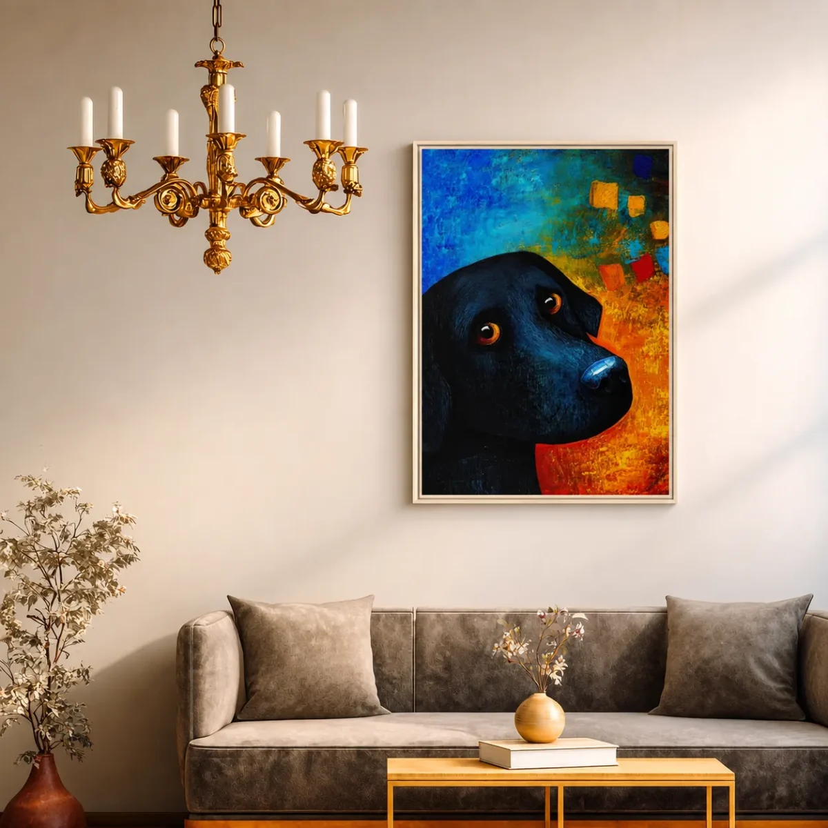 Black Bear Framed Canvas Wall Art – Colorful Contemporary Wildlife Decor
