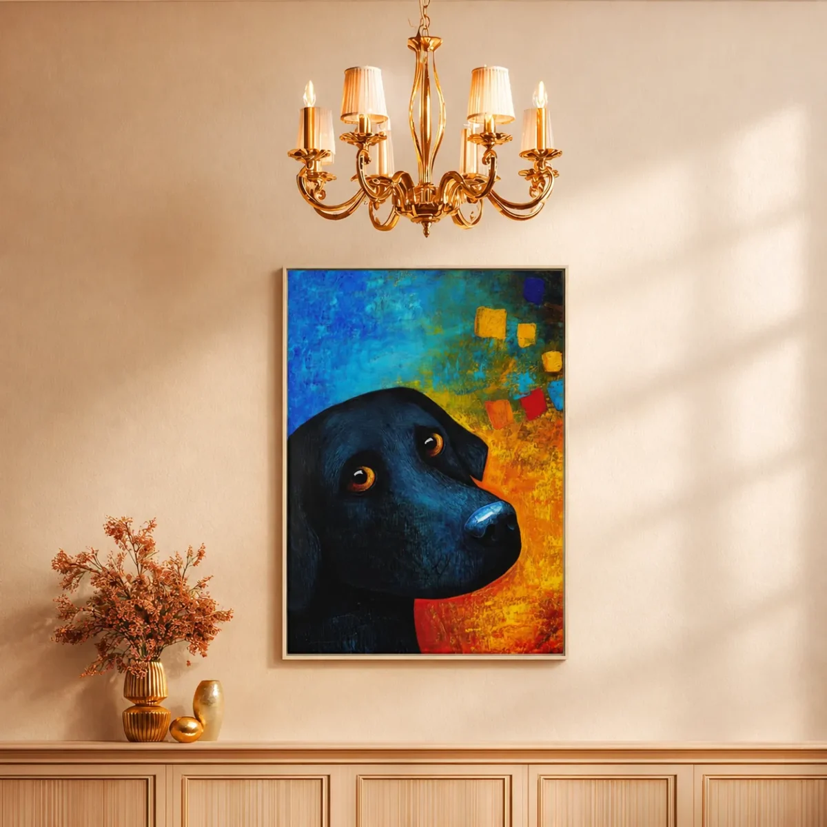 Black Bear Framed Canvas Wall Art – Colorful Contemporary Wildlife Decor
