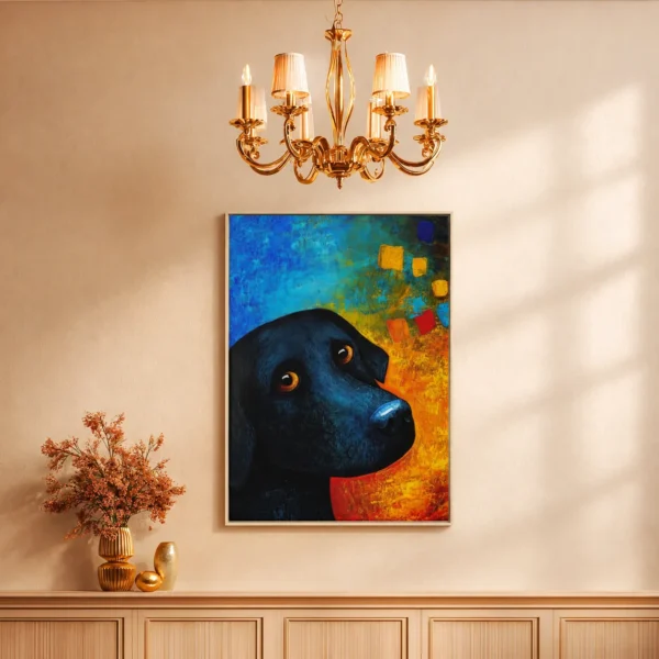Black Bear Framed Canvas Wall Art – Colorful Contemporary Wildlife Decor
