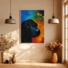 Black Bear Framed Canvas Wall Art – Colorful Contemporary Wildlife Decor