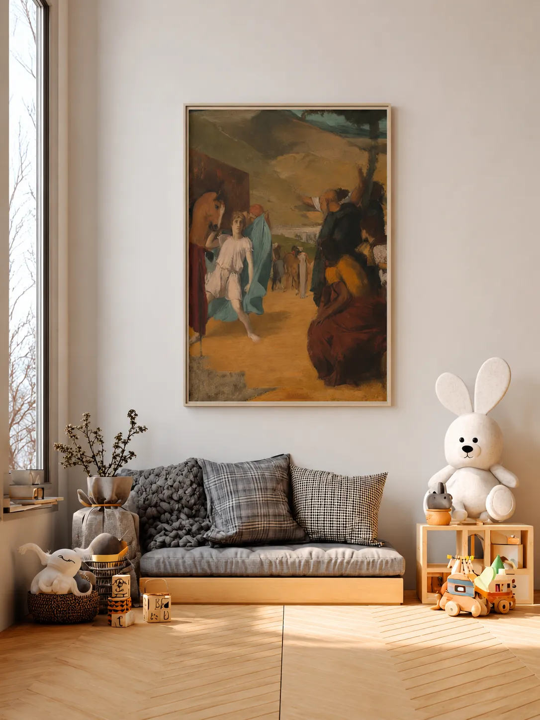 Vintage Equestrian Framed Canvas Wall Art – Classic Riders & Horse Scene