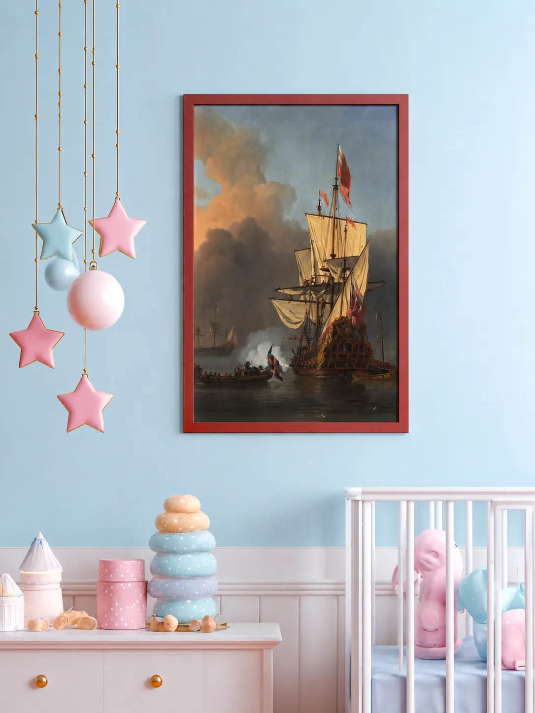 Premium Matte Paper Multi-Color Framed Print, Historic Sailing Ship Wall Art