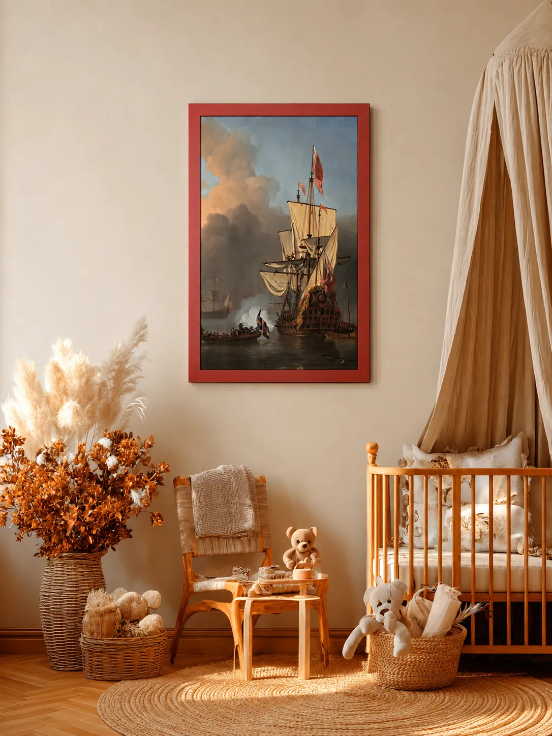 Premium Matte Paper Multi-Color Framed Print, Historic Sailing Ship Wall Art